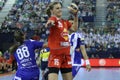 HANDBALL WOMEN EHF CHAMPIONS LEAGUE FINAL 4 Ã¢â¬â ZRK BUDUCNOST PODGORICA vs. ZRK VARDAR SKOPJE Royalty Free Stock Photo